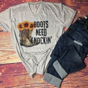 Boots Need Knockin Graphic Tee NWOT